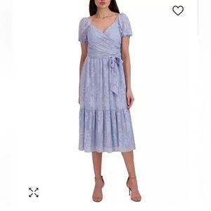 Julia Jordan Short Sleeve Surplice Midi Dress Sky Blue Size 12